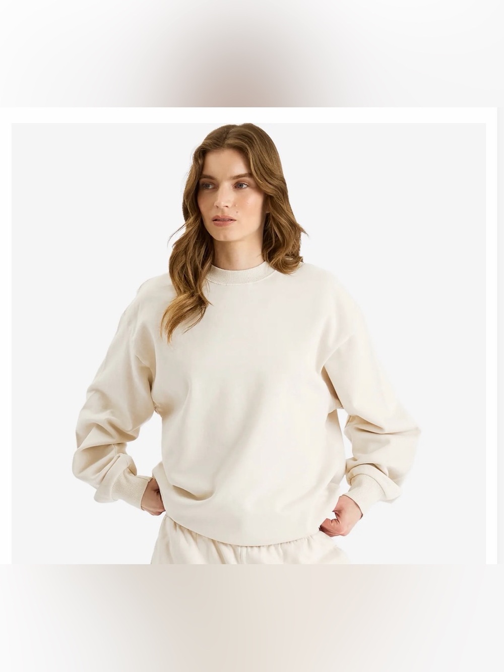 SKIMS BOYFRIEND FLEECE CREWNECK STYLE: PL-PLO-8017W COLOR: BUFF SIZE: XS
